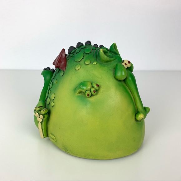 Paolo Chiari Other - Vintage Chubby Quirky Green Dragon Piggy Bank Paolo Chiari Adorable Derpy Read